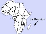 Landkarte von Afrika mit der Position von La Reunion