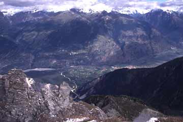 Blick vom Illhorn ins Tal, Wallis, Schweiz